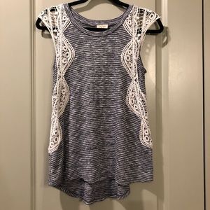 Lily White | Crochet Sleeve Knit Striped Tank Top